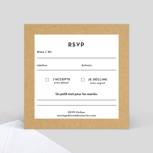 Carte Réponse de Mariage Bucolique Verso