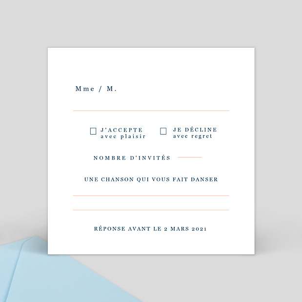 Carte Réponse de Mariage Caractère Verso