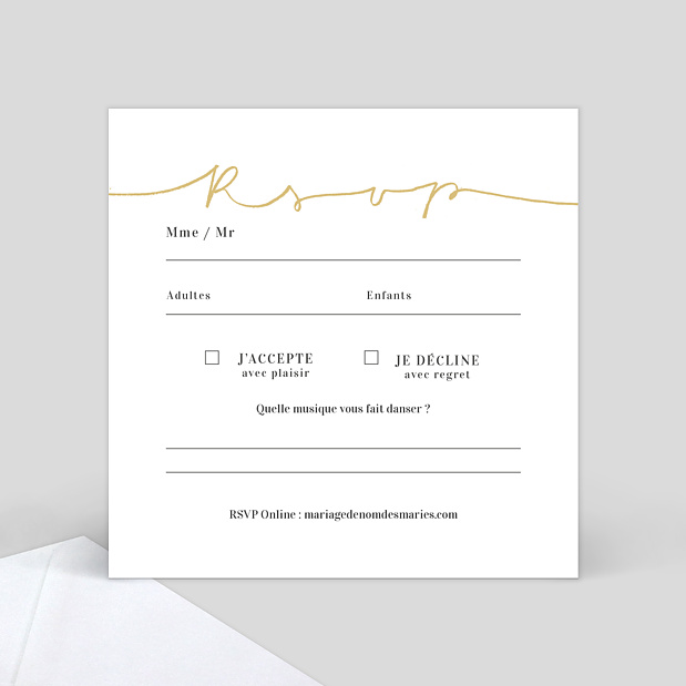 Carte Réponse de Mariage Ligne Verso