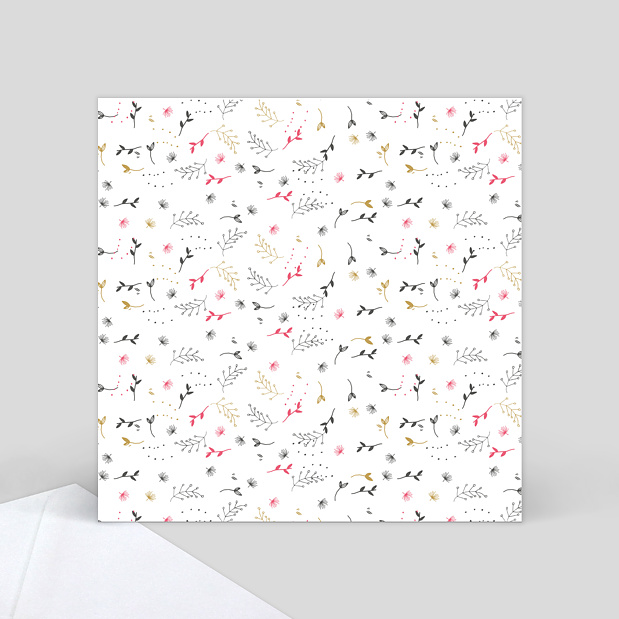 Carte Réponse de Mariage Fleurs Délicates Verso