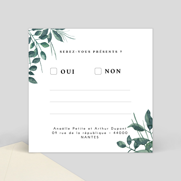 Carton Réponse de Mariage Luxe Verso