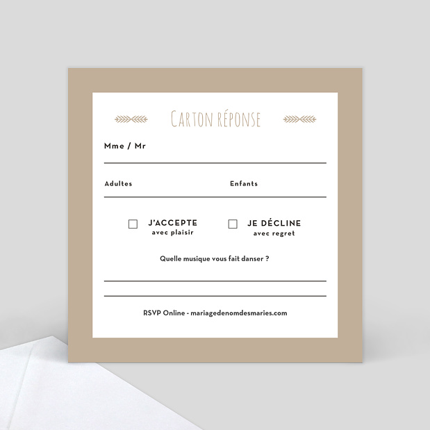Carte Réponse de Mariage Nous Nous Marions Verso