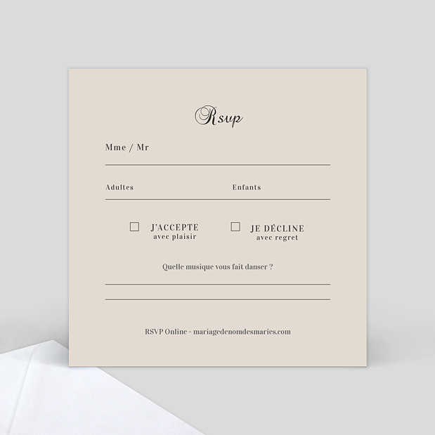Carte Réponse de Mariage Pleins & Déliés Verso