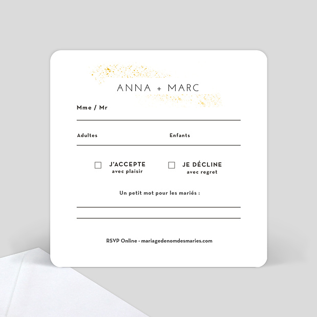 Carte Réponse de Mariage Poudre Ocre Verso