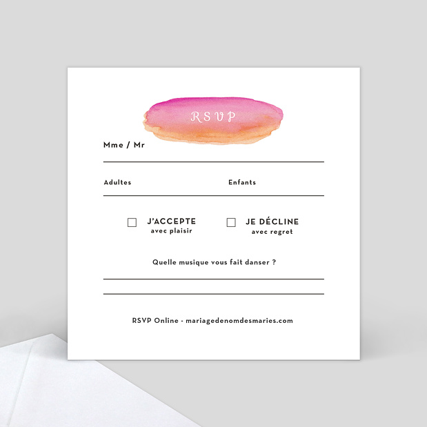 Carte Réponse de Mariage Sunrise Verso