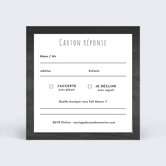 Carton Réponse Mariage Ardoise