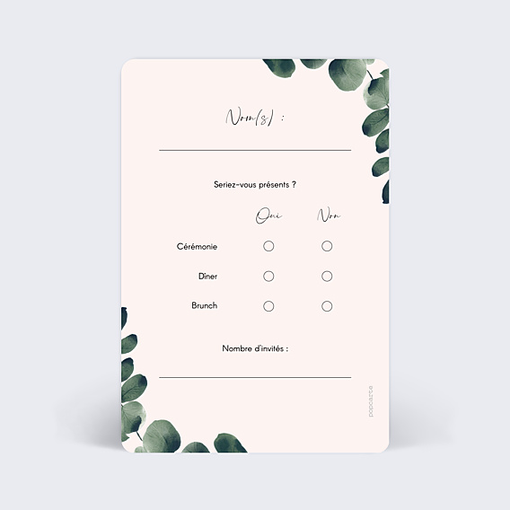 Carton Réponse Mariage Branche d'Eucalyptus
