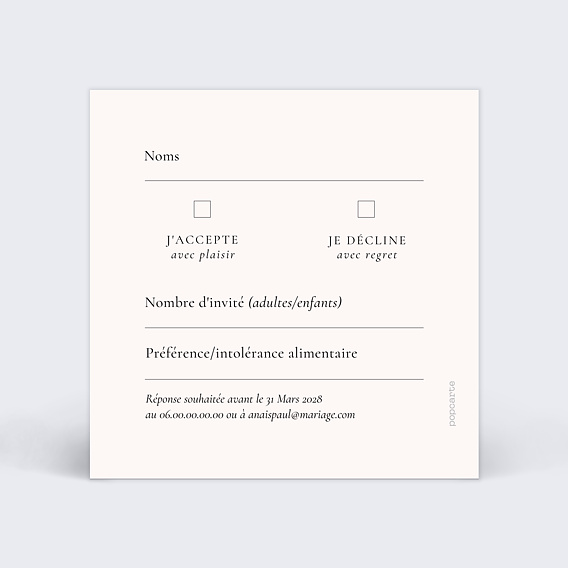 Carton réponse mariage Bougainvillier Verso