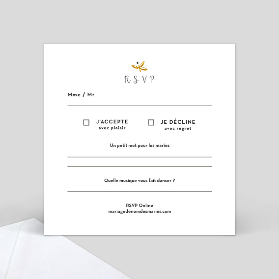 Carton réponse mariage Oliviers Ocre Verso