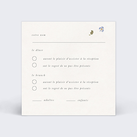 Carton Réponse Mariage Fleurs Pressées