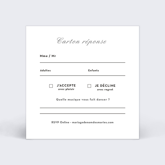 Carton Réponse Mariage Classique