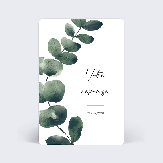 Carton Réponse Mariage  Branche d'Eucalyptus