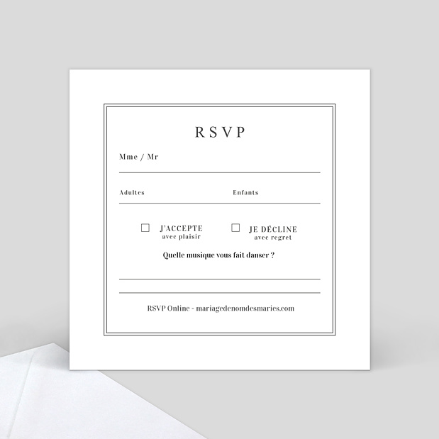 Carte Réponse de Mariage Cadre Double Verso