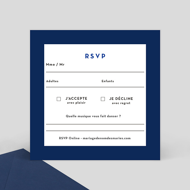 Carte Réponse de Mariage Chic Verso
