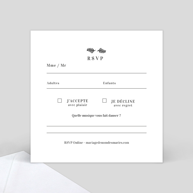 Carte Réponse de Mariage Cinéma Verso