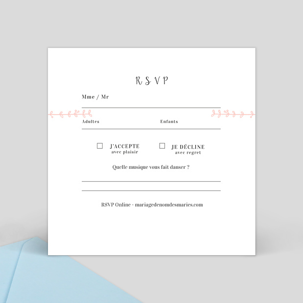 Carte Réponse de Mariage Mariage Illustré Verso