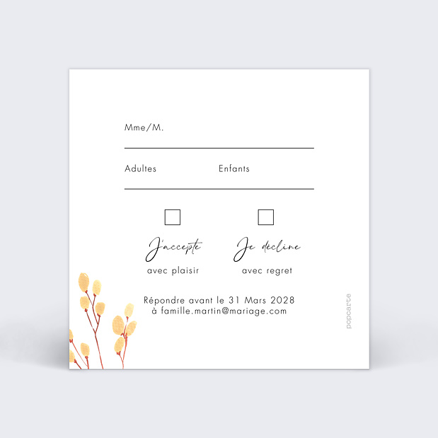 Carton Réponse Mariage Wild Flowers Verso