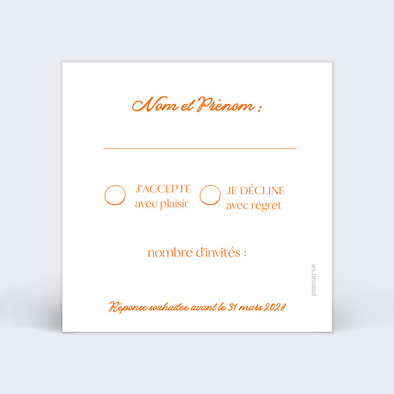 Carton réponse mariage Aquarelle Verso