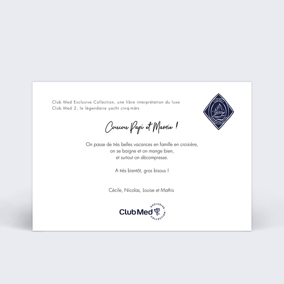 Carte Collaboration Carte multiphoto 5 photos - Club Med 2 Verso