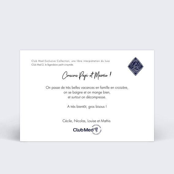 Carte Collaboration Multiphoto horizontale - Club Med 2 Verso