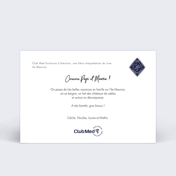 Carte Collaboration Carte multiphoto 5 photos - La Plantation d’Albion Verso