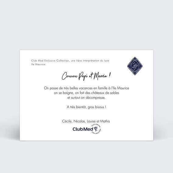 Carte Collaboration Multiphoto - La Plantation d'Albion Verso