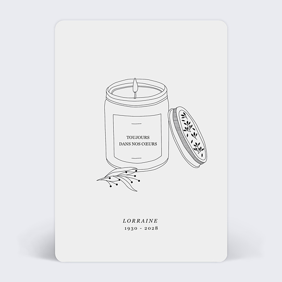 Faire-part décès Délicate Lumière Recto