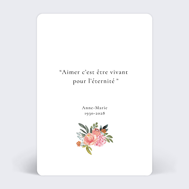 Faire-Part de décès Bouquet éternel Recto