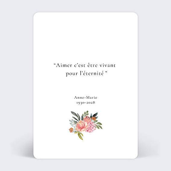 Faire part Décès Bouquet Eternel