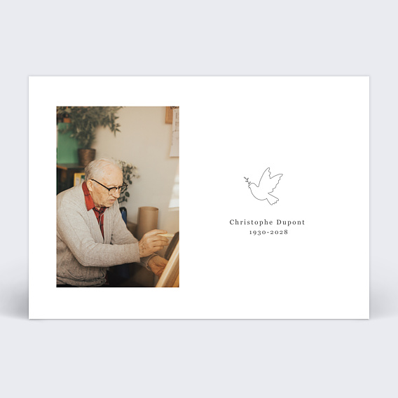 Faire-part décès Blanche Colombe Recto