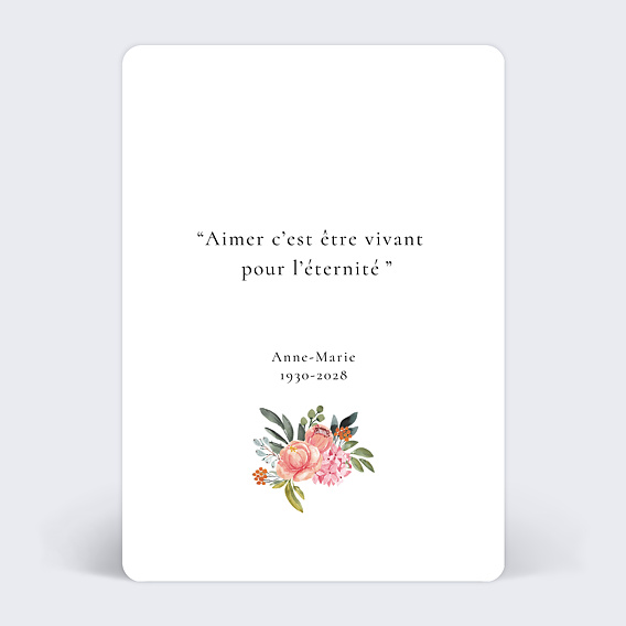 Faire-part décès Bouquet Eternel Recto