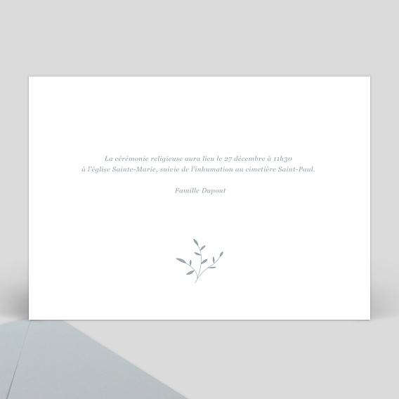 Faire-part décès Tendre Hommage Verso