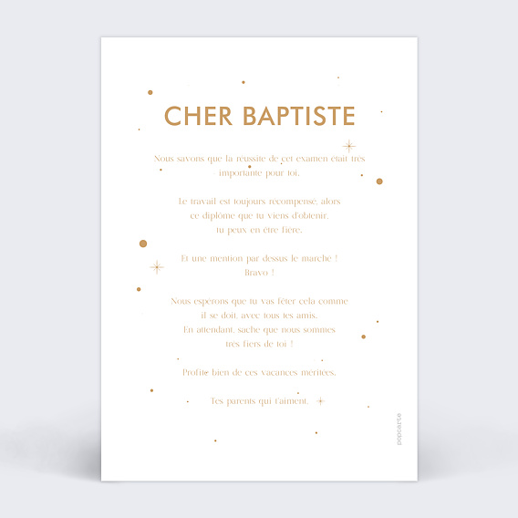 Carte amitié Santé au diplômé Verso