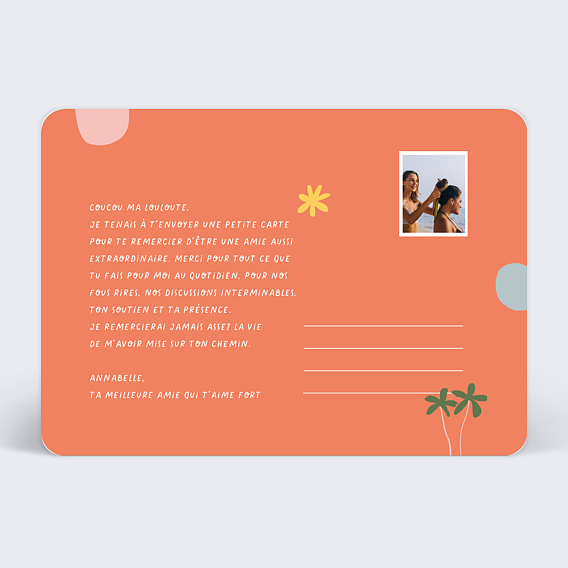 Carte amitié Best friend Verso