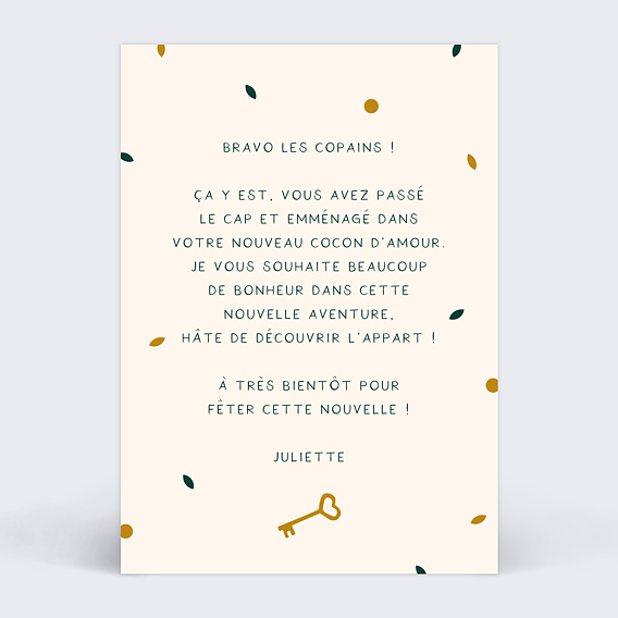 Carte amitié Bienvenue chez vous Verso