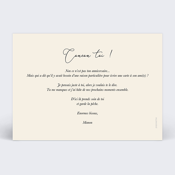 Carte amitié Etiquette Cœur Verso