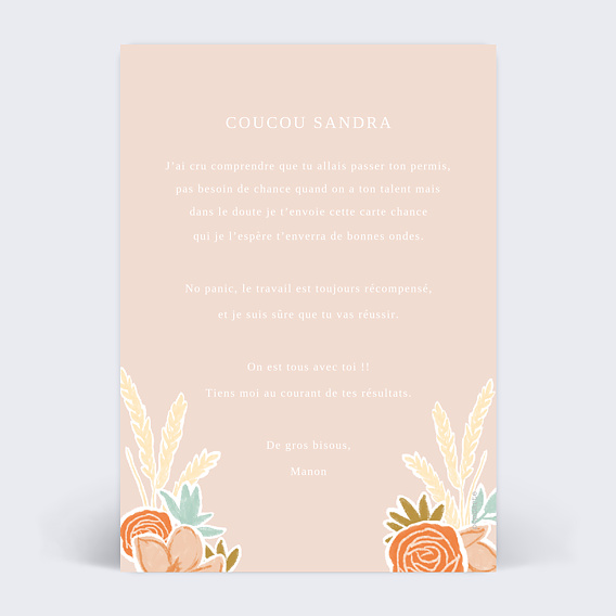 Carte amitié Fer à Cheval Verso