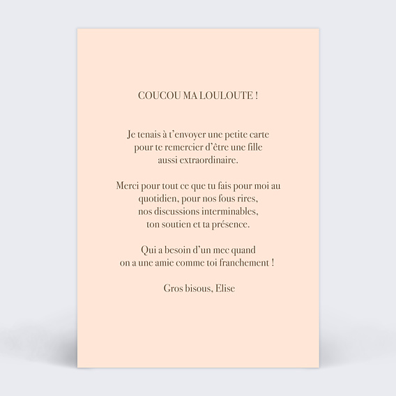 Carte amitié Girl power Verso