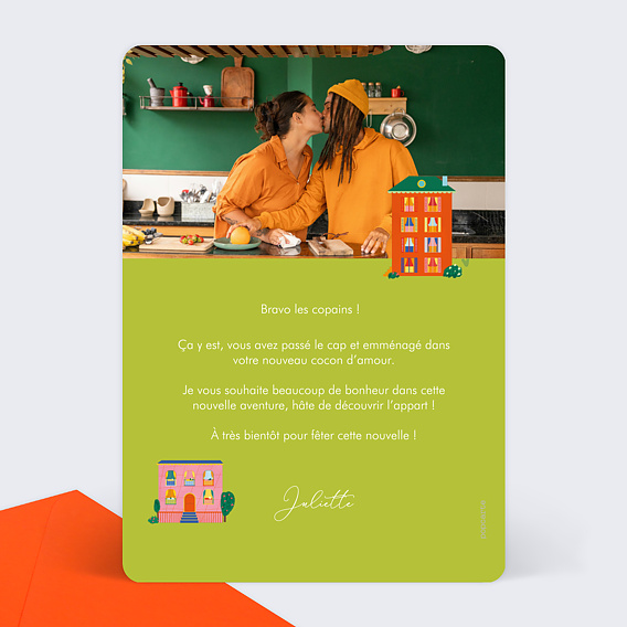 Carte amitié Petit village Verso