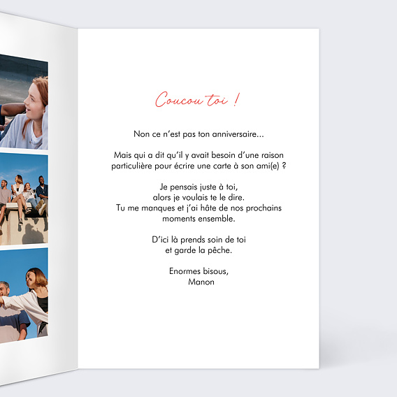 Carte amitié Je pense à toi Intérieur Droit