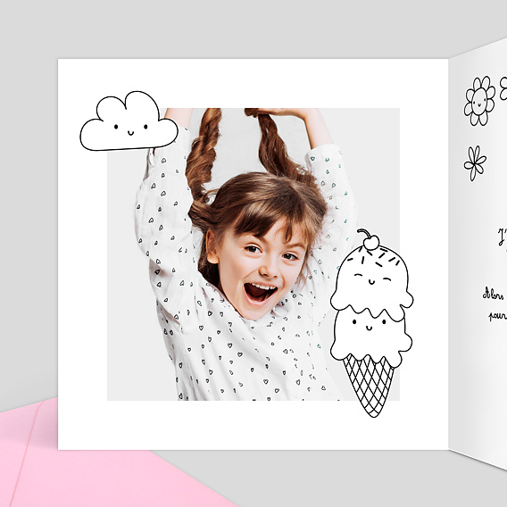 Carte amitié Coloriage Licorne Intérieur Gauche