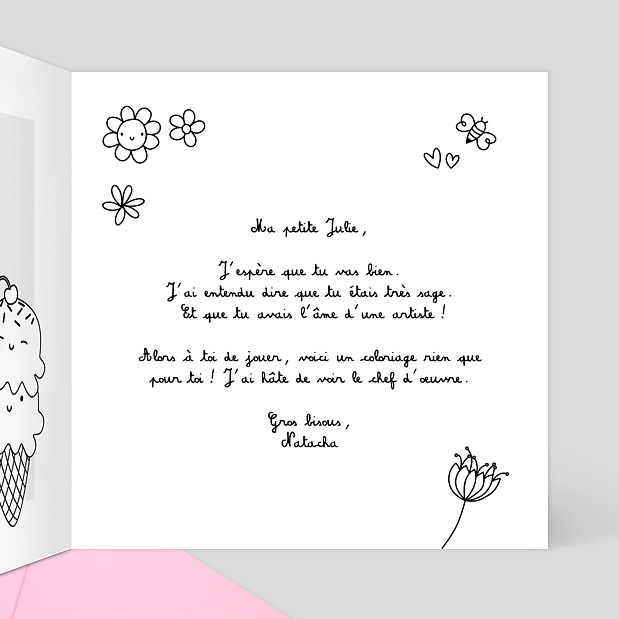 Carte de Correspondance Coloriage Licorne Intérieur Droit