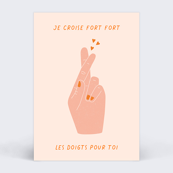 Carte amitié Croisons les doigts Recto