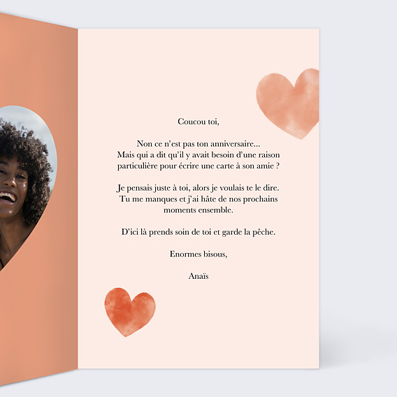 Carte amitié Éclats de Cœurs Intérieur Droit