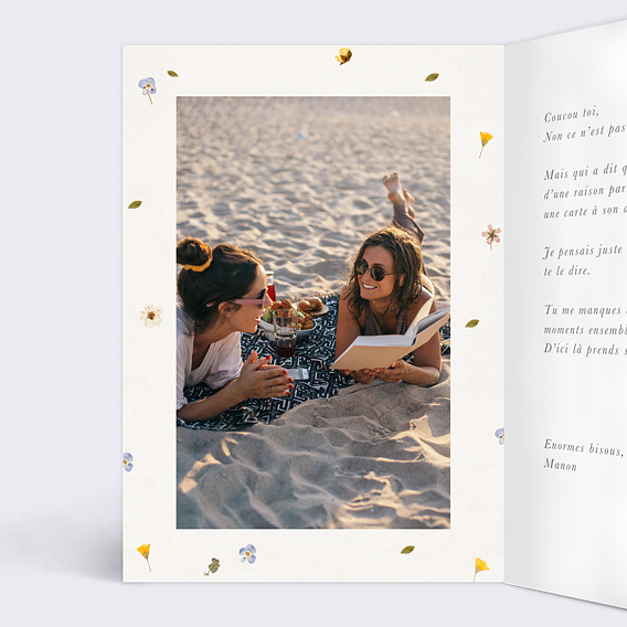 Carte amitié Fleurs Pressées Intérieur Gauche