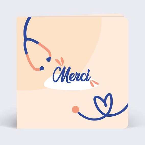 Carte remerciement professionnel Merci aux Soignants Recto