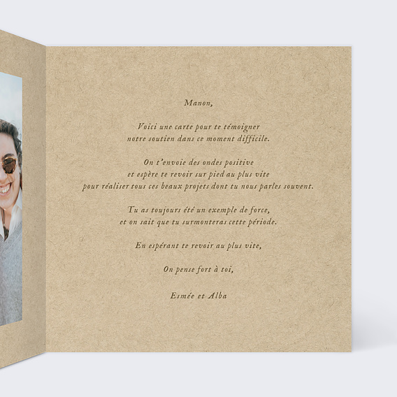 Carte bon rétablissement Coeur avec les Mains Intérieur Droit