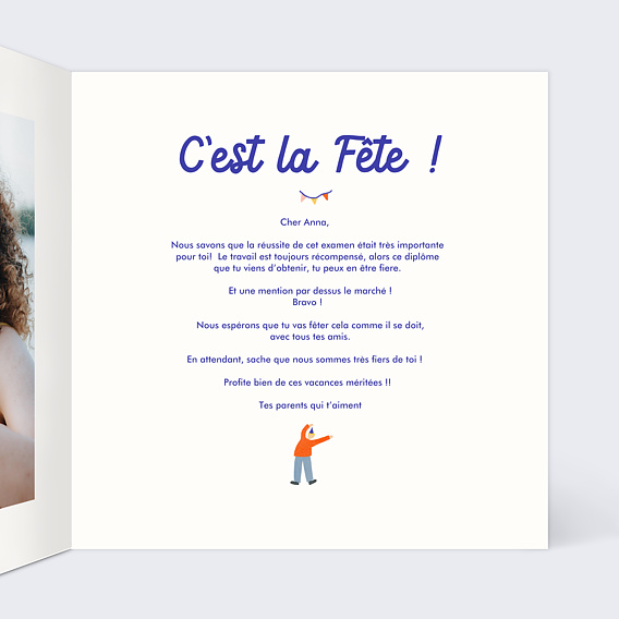 Carte amitié Examen en poche Intérieur Droit