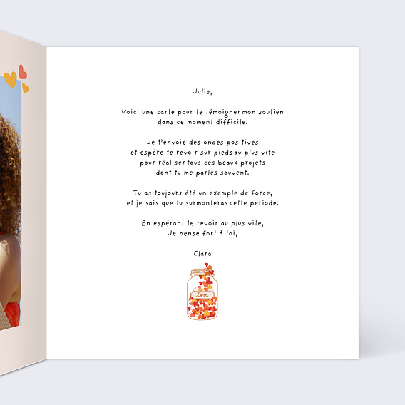 Carte bon rétablissement Jolis Coeurs Intérieur Droit