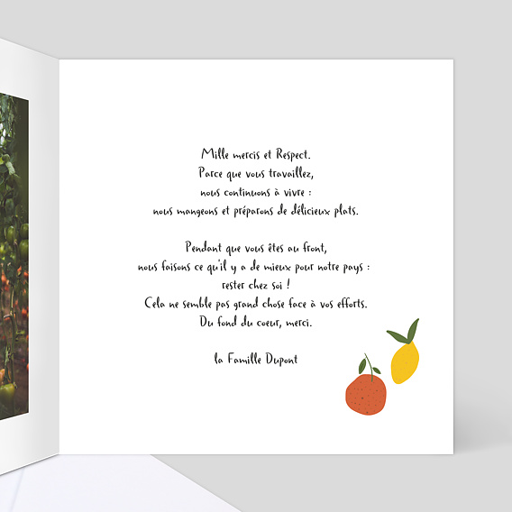 Carte amitié Merci aux Commerçants Intérieur Droit